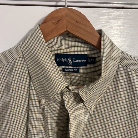 Ralph Lauren Button down shirt - XL - blue and black check on green/khaki color - Picture 2 of 5